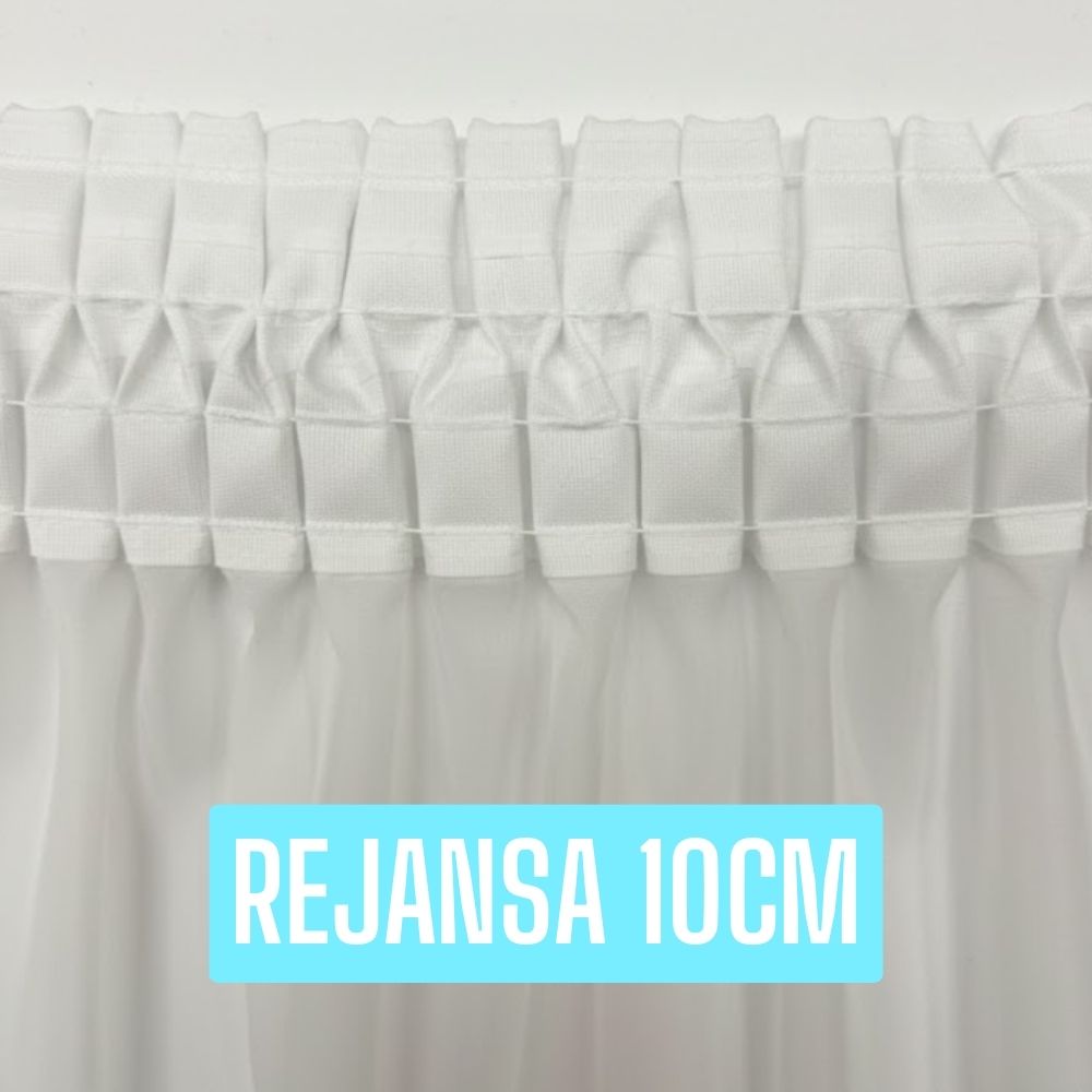 Draperie alb-bej cu model ondulat Serpișor 02 - Rejansa 10 cm