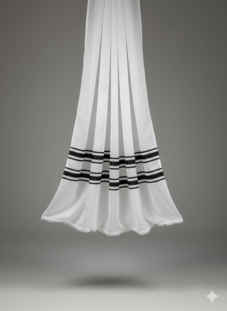 Perdea simplă Alb Cu Dungi Negru