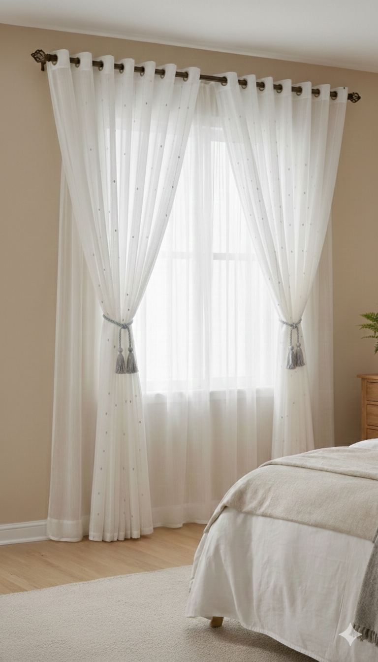 Perdea simplă Vega Alb cu Gri