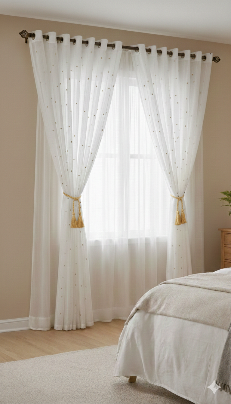 Perdea simplă Vega Krem cu Auriu