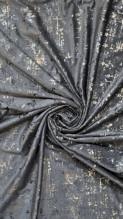 Draperie din catifea gri antracit cu accente aurii HKNA15 - Rejansa sina/galerie (universala))
