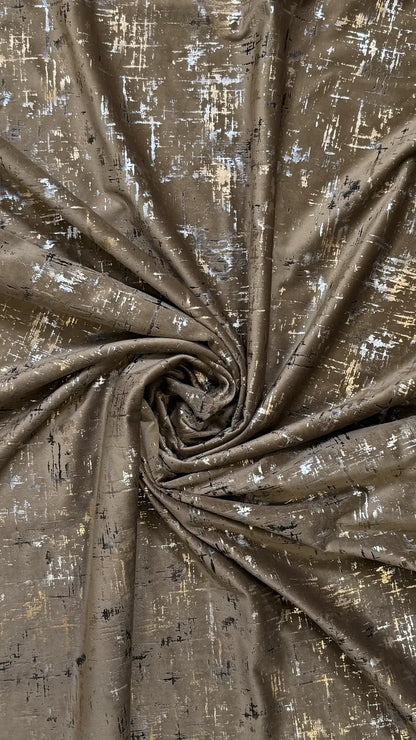 Draperie din catifea bej auriu cu accente metalice HKNA31 - Rejansa 10 cm