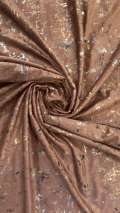 Draperie din catifea maro cu accente aurii HKNA34 - Rejansa tip creion (10cm)