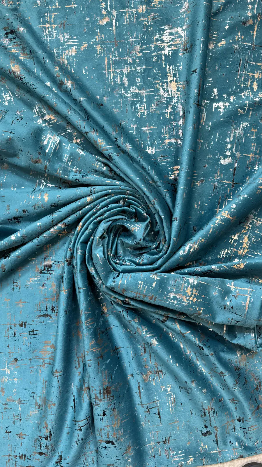 Draperie din catifea turcoaz cu accente aurii HKNA62 - Rejansa sina/galerie (universala))