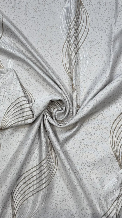 Draperie crem cu model geometric Clepsidra 02 - Tiv lat (pliuri)