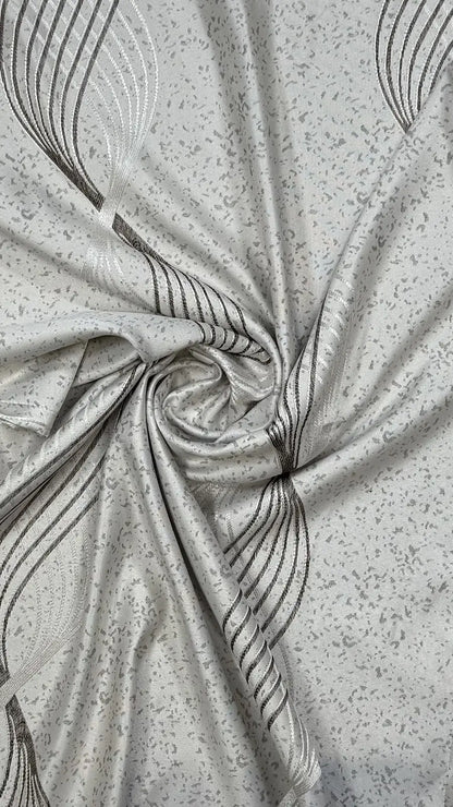 Draperie gri cu model geometric Clepsidra 03 - Tiv lat (pliuri)