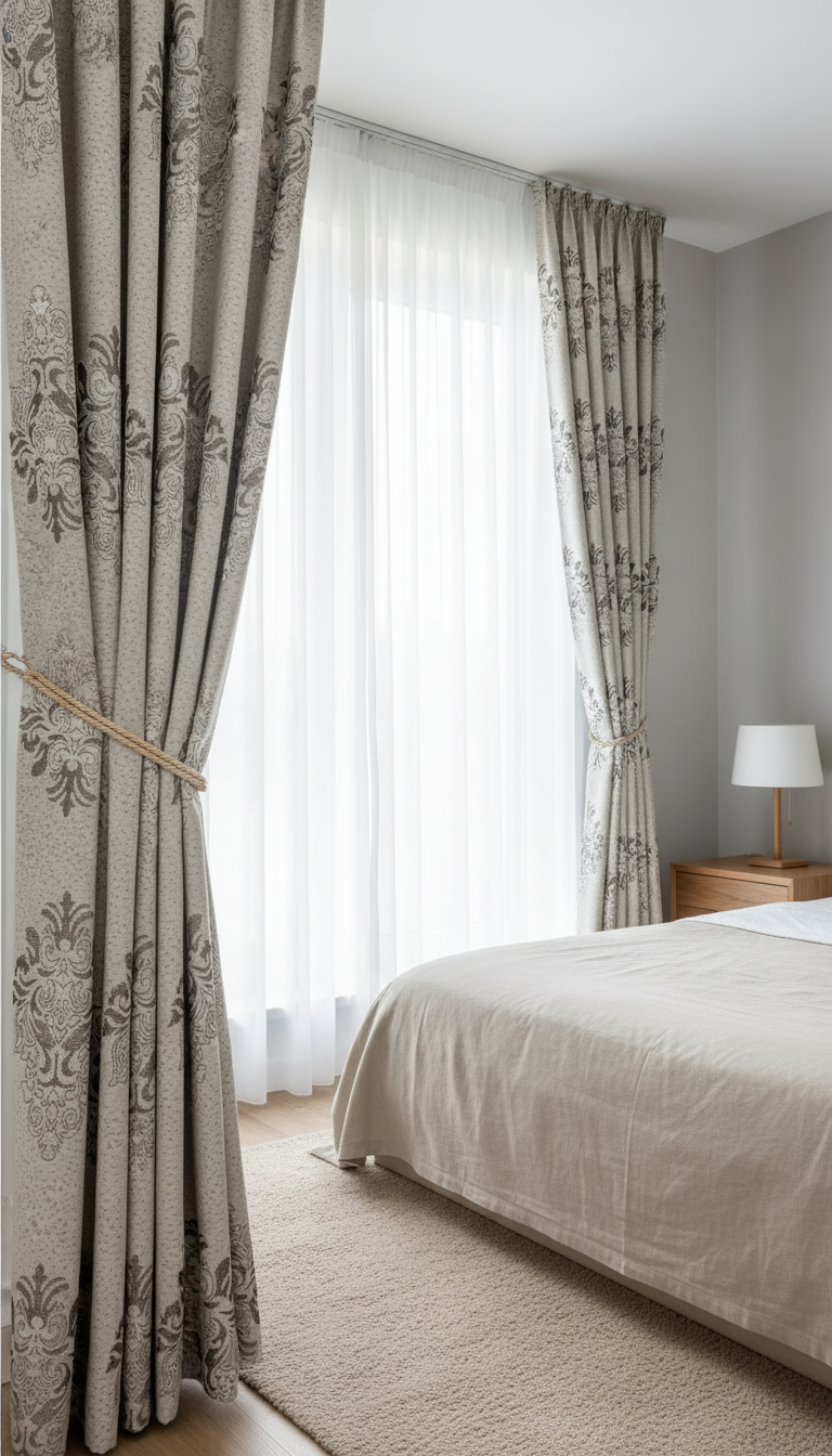 Draperie tafta gri perlat cu model baroc – Draperie Baroc 03