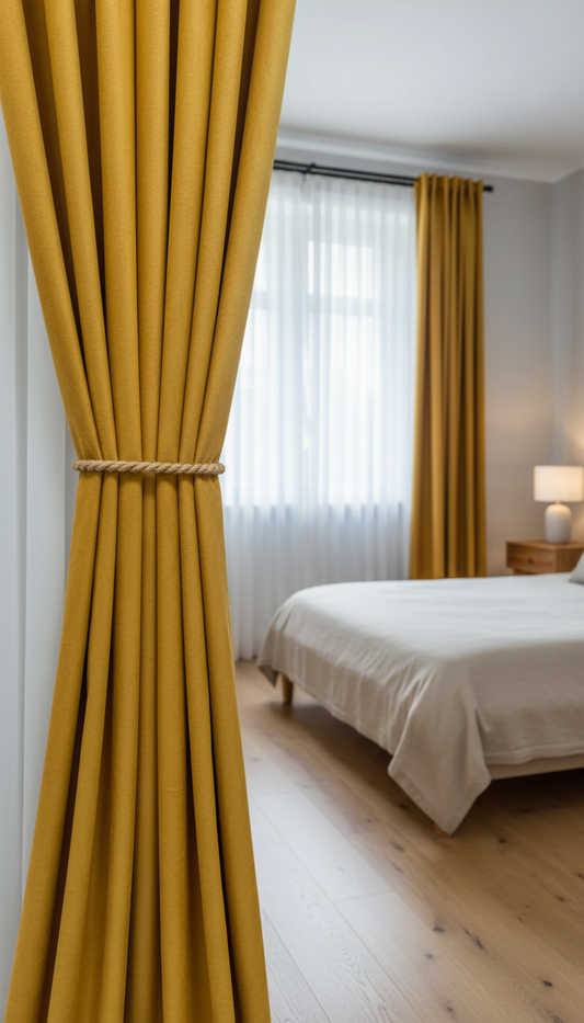 Draperie din catifea auriu-muștar HKN22 - Rejansa 10 cm
