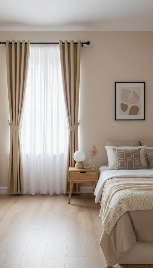 Draperie din catifea bej deschis HKN5 - Rejansa 10 cm