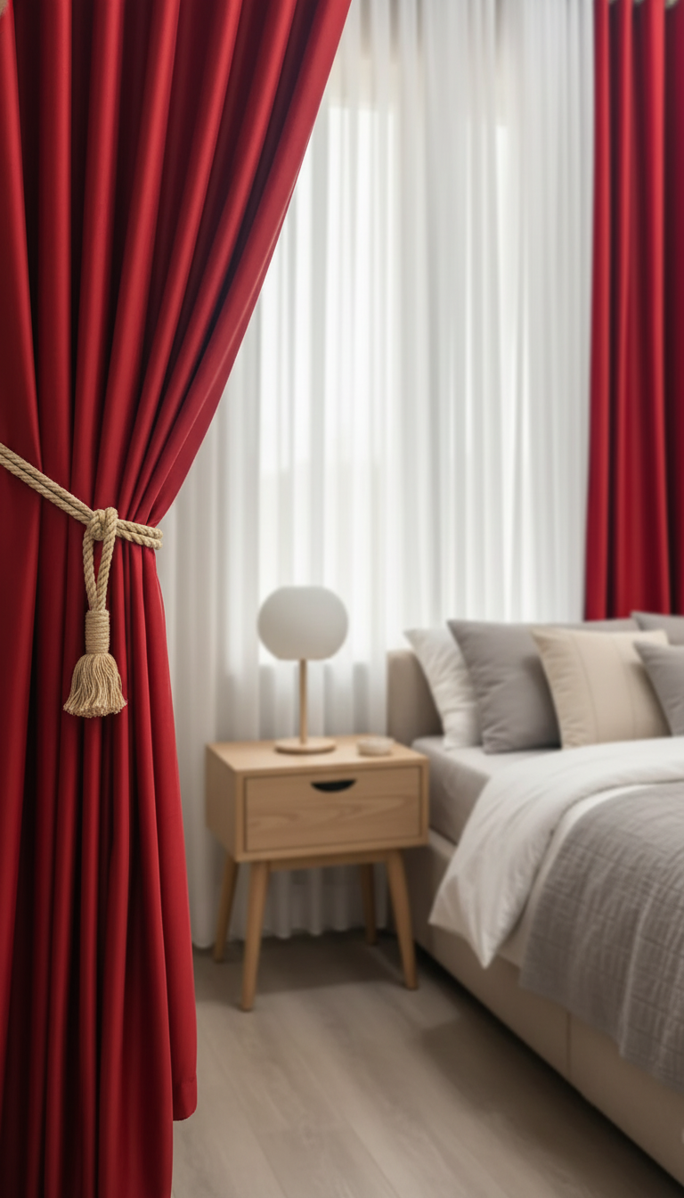 Draperie din catifea roșu intens HKN49