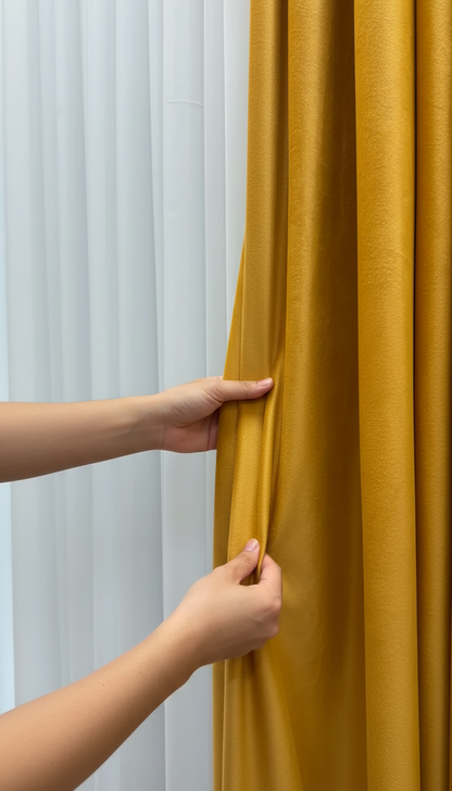 Draperie din catifea auriu-muștar HKN22