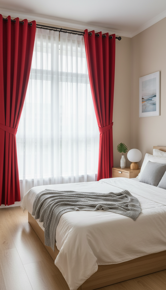 Draperie din catifea roșu intens HKN49 - Rejansa sina/galerie (universala))