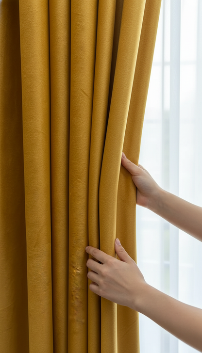 Draperie din catifea auriu-muștar HKN22