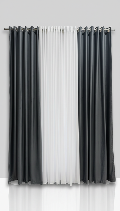 Draperie din catifea gri mediu HKN15 - Rejansa tip creion (10cm)