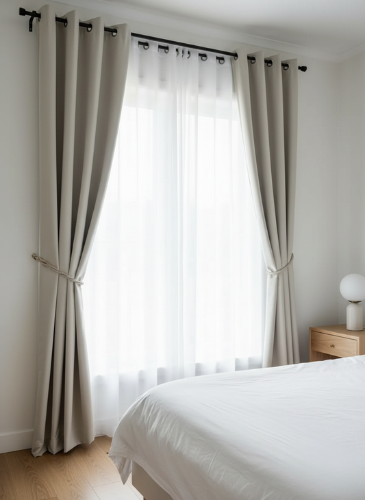 Draperie din catifea crem HKN4 - Rejansa inele/capse