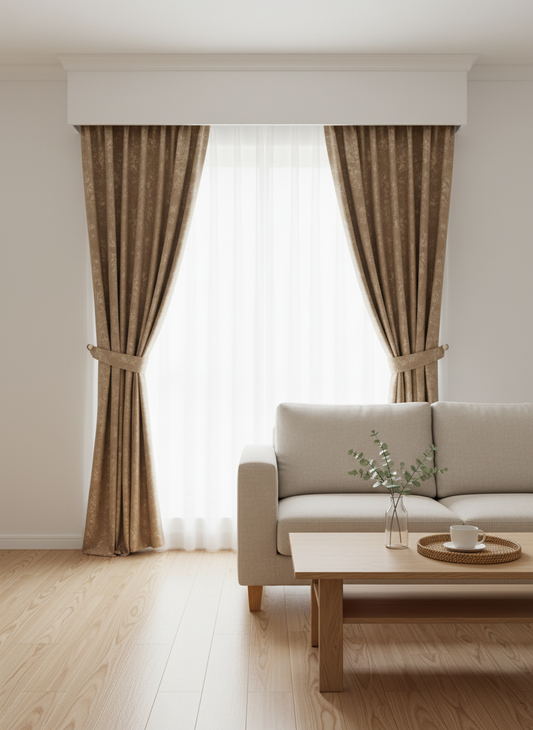 Draperie maro nisipiu cu textură naturală Nisip 9 - Rejansa sina/galerie (universala))