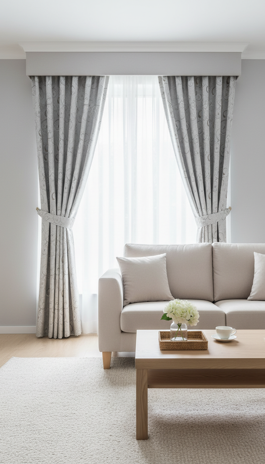 Draperie alb-bej cu model ondulat Serpișor 02 - Rejansa sina/galerie (universala))