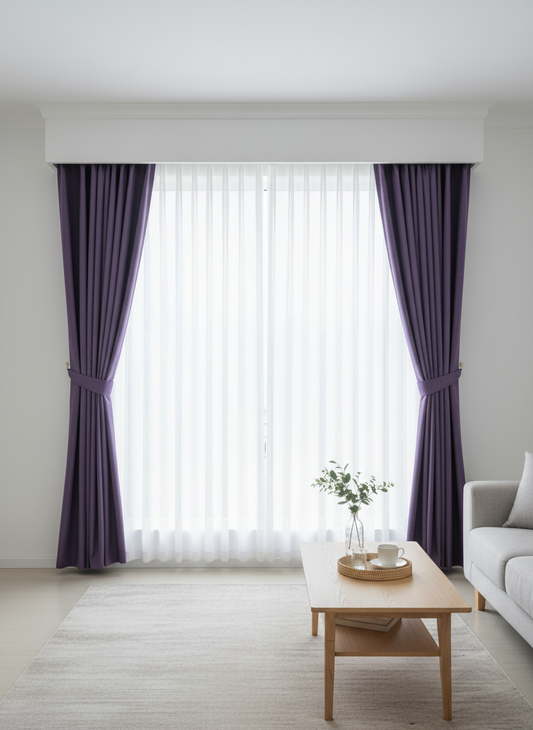 Draperie catifelată mov Soft 5 - Rejansa tip creion (8cm)