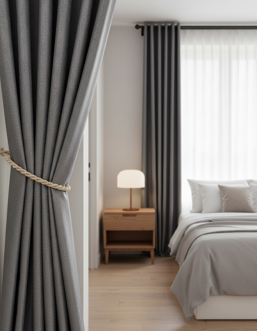 Draperie catifelată gri închis Soft Dark Grey - Rejansa tip creion (8cm)