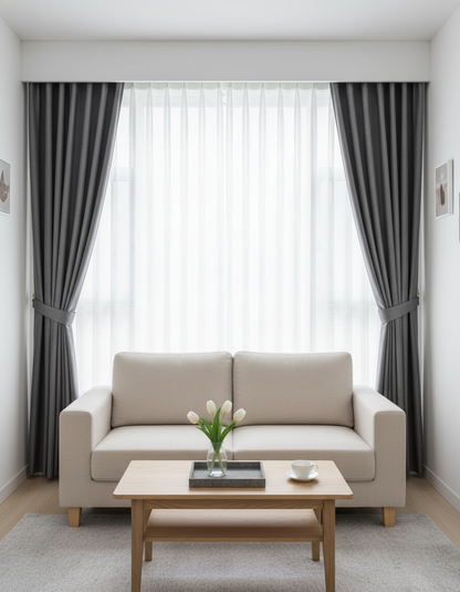 Draperie catifelată gri închis Soft Dark Grey - Rejansa tip creion (8cm)