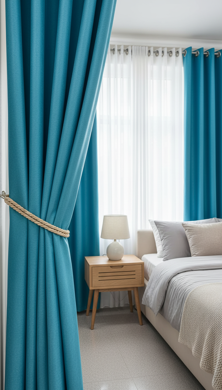 Draperie catifelată turcoaz Soft Turcoaz - Rejansa inele/capse