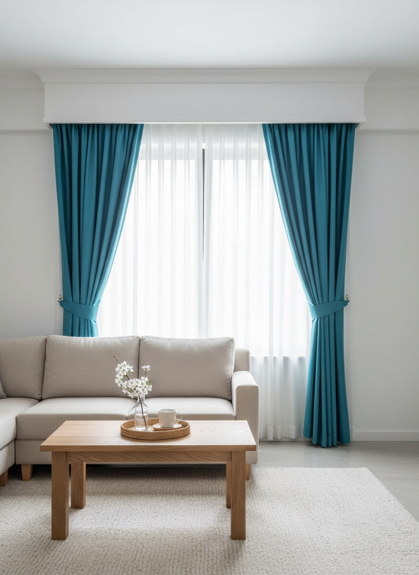 Draperie catifelată turcoaz Soft Turcoaz - Rejansa tip creion (10cm)