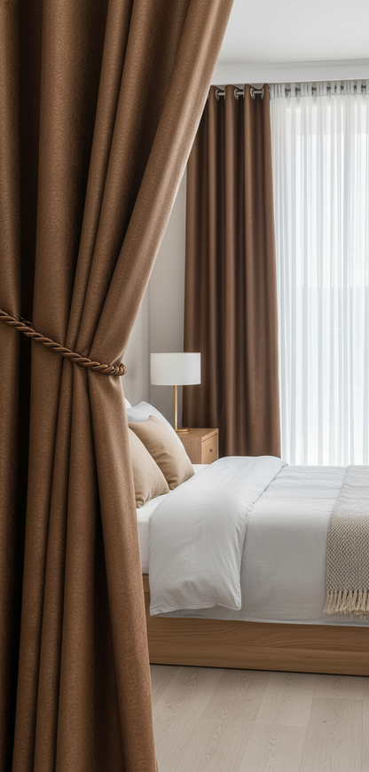Draperie catifelată maro ciocolatiu Soft V53 - Rejansa bara