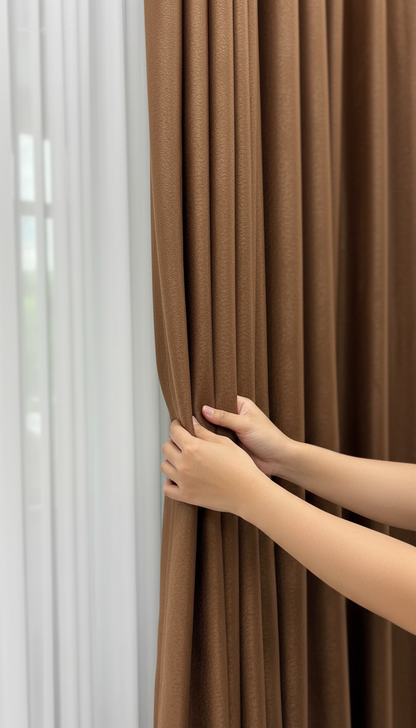 Draperie catifelată maro ciocolatiu Soft V53 - Rejansa sina/galerie (universala))