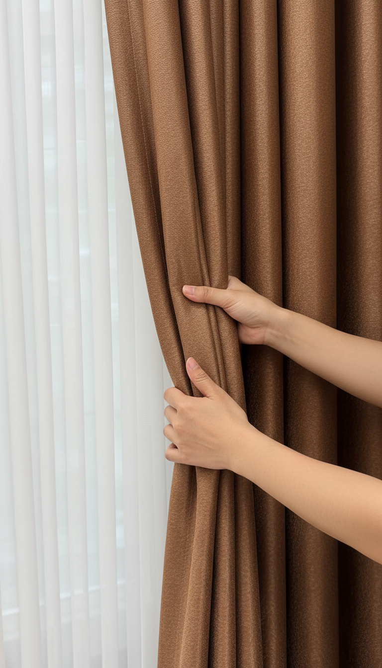 Draperie catifelată maro ciocolatiu Soft V53 - Rejansa sina/galerie (universala))