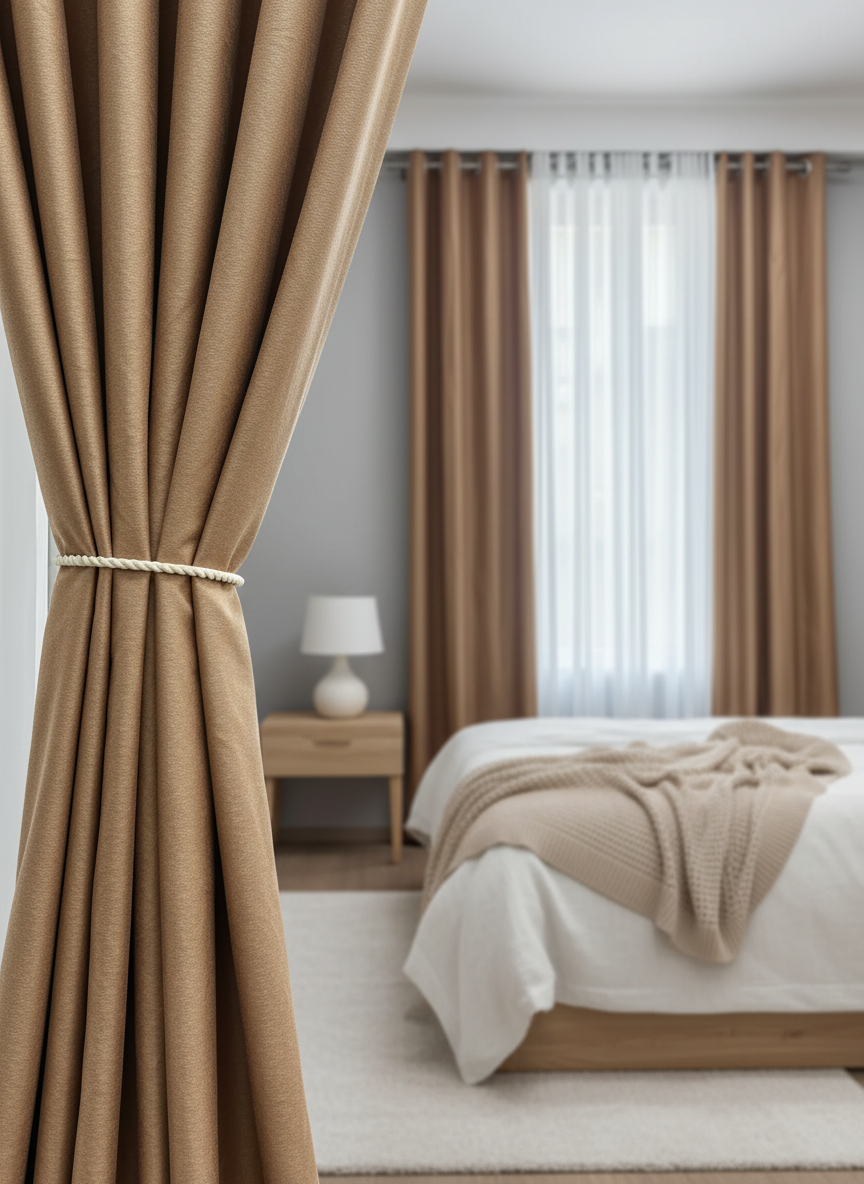 Draperie catifelată bej auriu Soft V8 - Rejansa sina/galerie (universala))