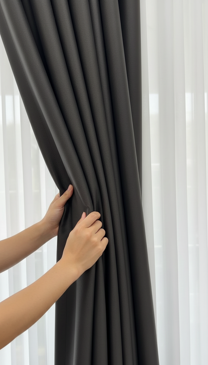 Draperie Blackout gri antracit – Draperie Simple 56 - Rejansa inele/capse
