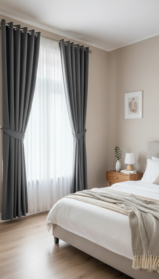 Draperie din catifea gri antracit HKN18 - Rejansa bara