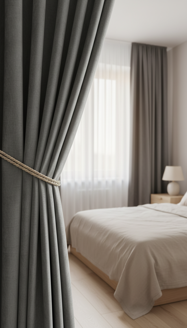 Draperie din catifea gri antracit HKN18 - Rejansa sina/galerie (universala))