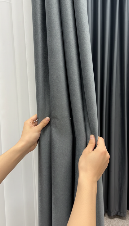 Draperie din catifea gri antracit HKN18 - Tiv lat (pliuri)