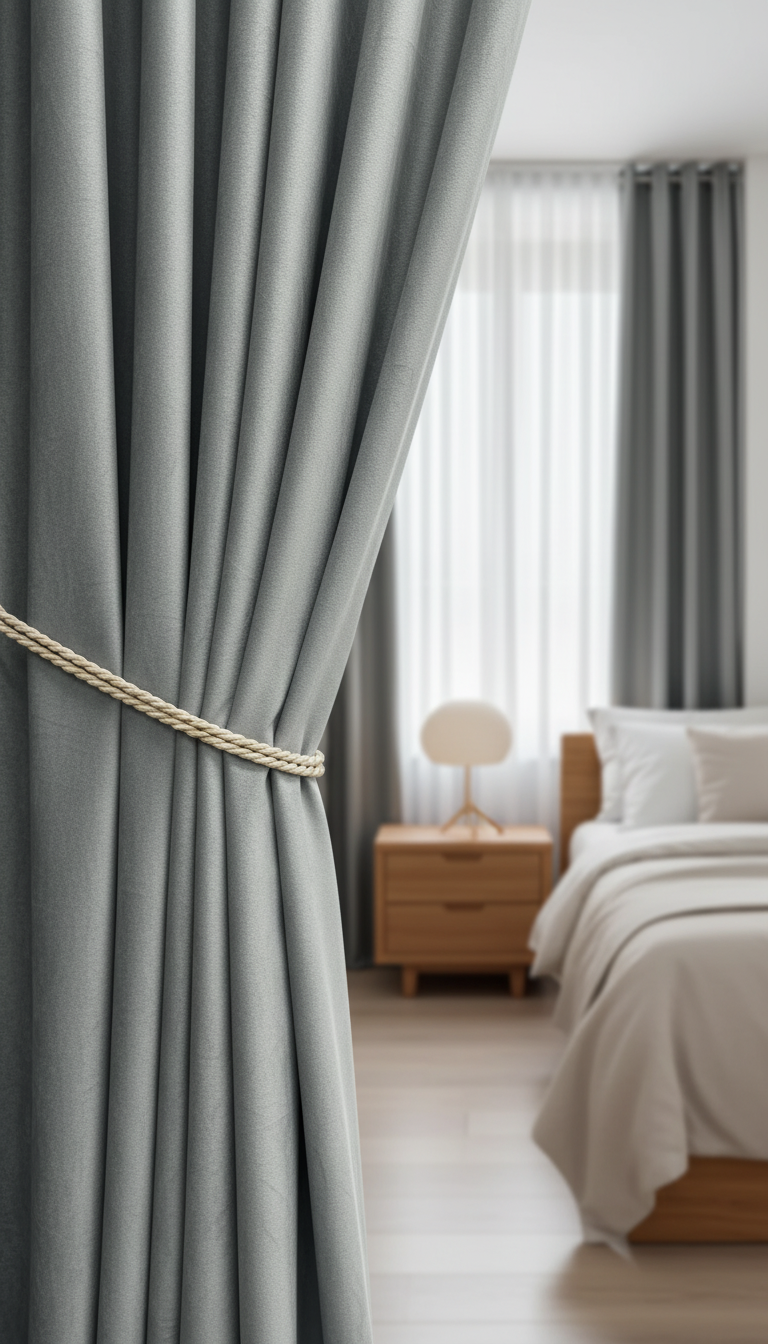 Draperie din catifea gri deschis HKN56 - Tiv lat (pliuri)