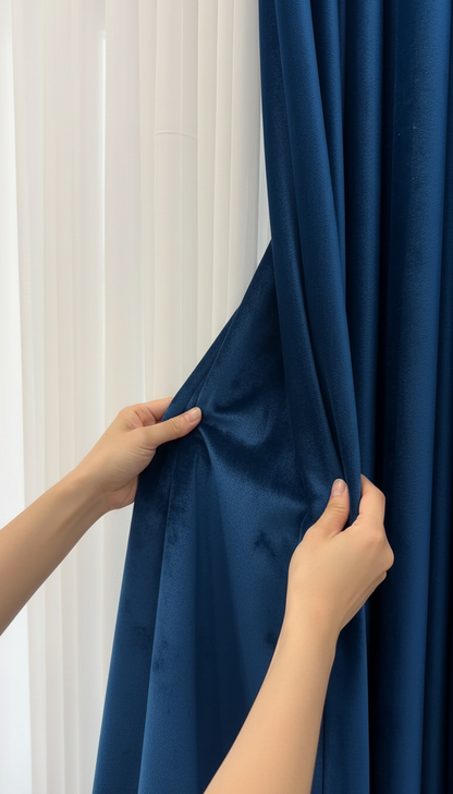 Draperie din catifea albastru regal HKN69 - Rejansa sina/galerie (universala))