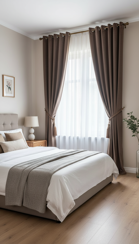 Draperie din catifea maro închis HKN77 - Rejansa tip creion (10cm)