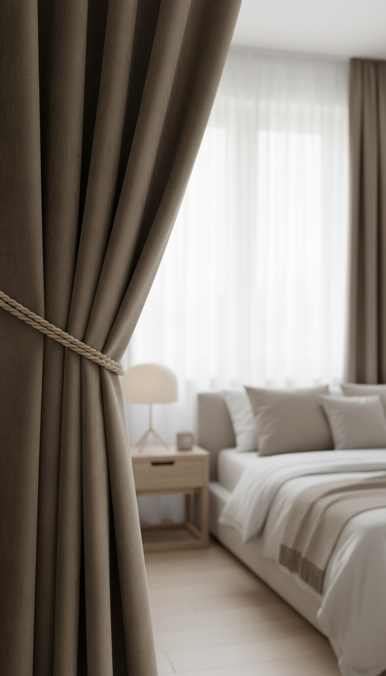 Draperie din catifea maro HKN78 - Rejansa sina/galerie (universala))