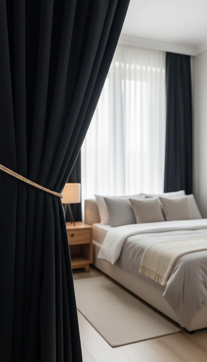 Draperie din catifea neagră HKN80 - Rejansa sina/galerie (universala))