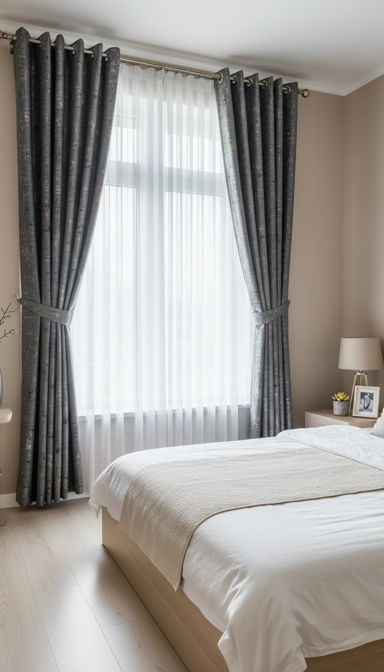 Draperie din catifea gri închis cu accente aurii HKNA18