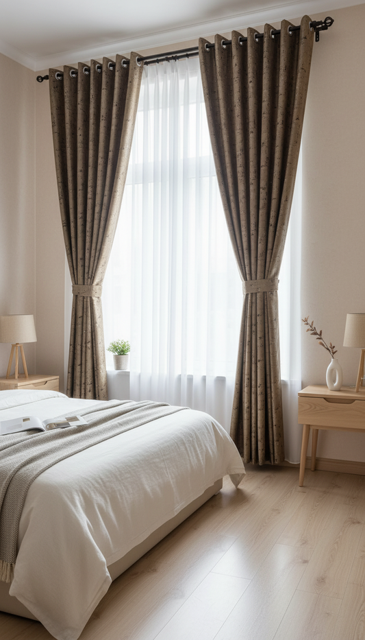 Draperie din catifea bej auriu cu accente metalice HKNA31