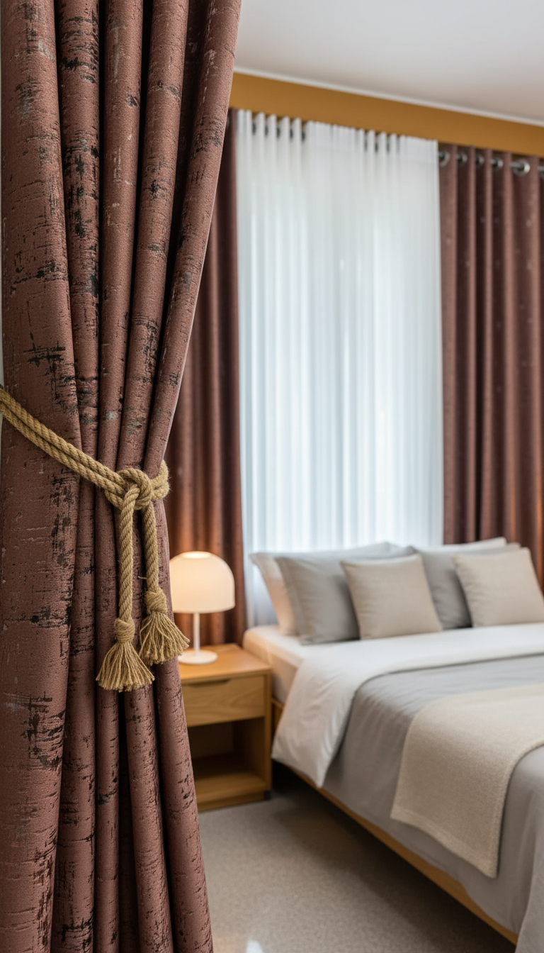 Draperie din catifea maro cu accente aurii HKNA34