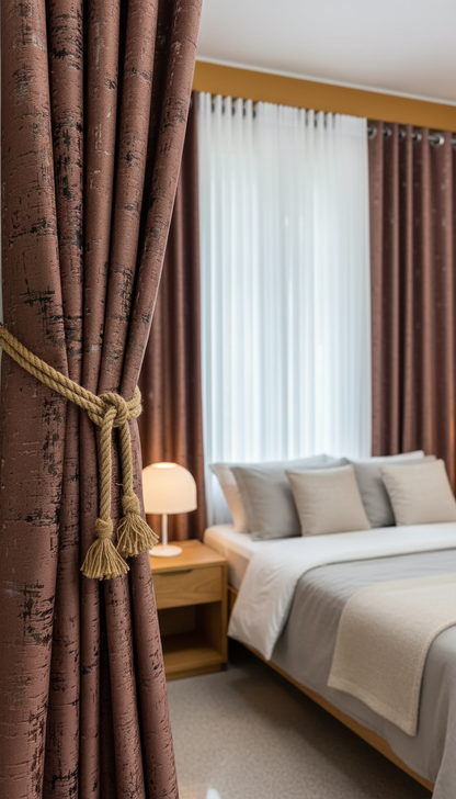 Draperie din catifea maro cu accente aurii HKNA34 - Rejansa sina/galerie (universala))