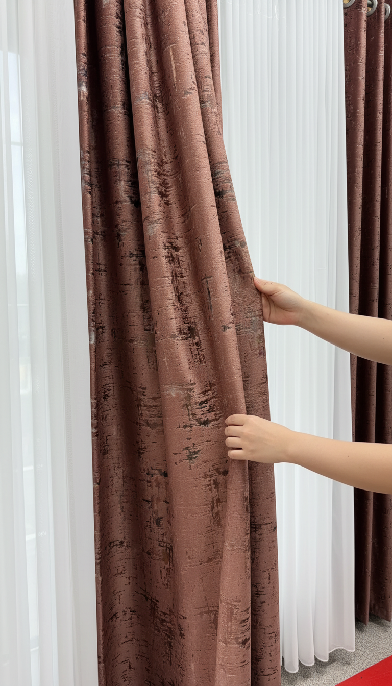 Draperie din catifea maro cu accente aurii HKNA34