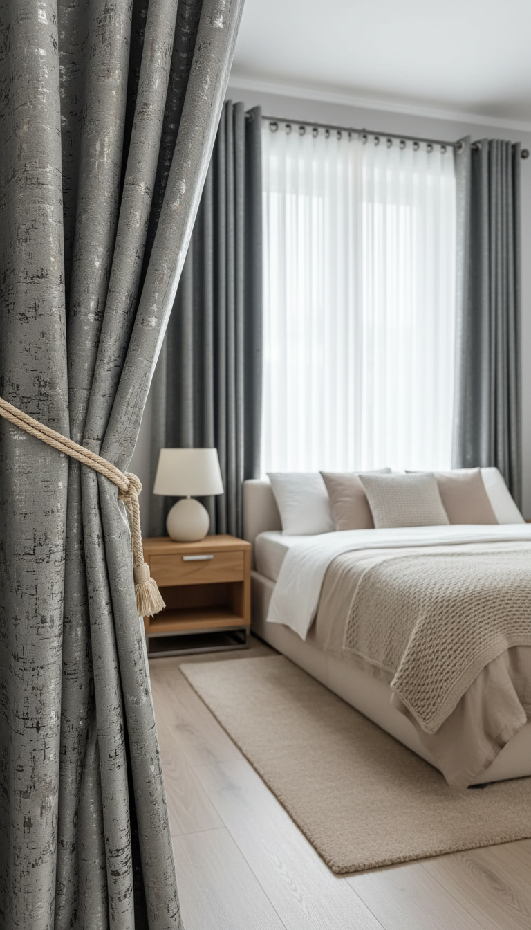 Draperie din catifea gri deschis cu accente aurii HKNA56