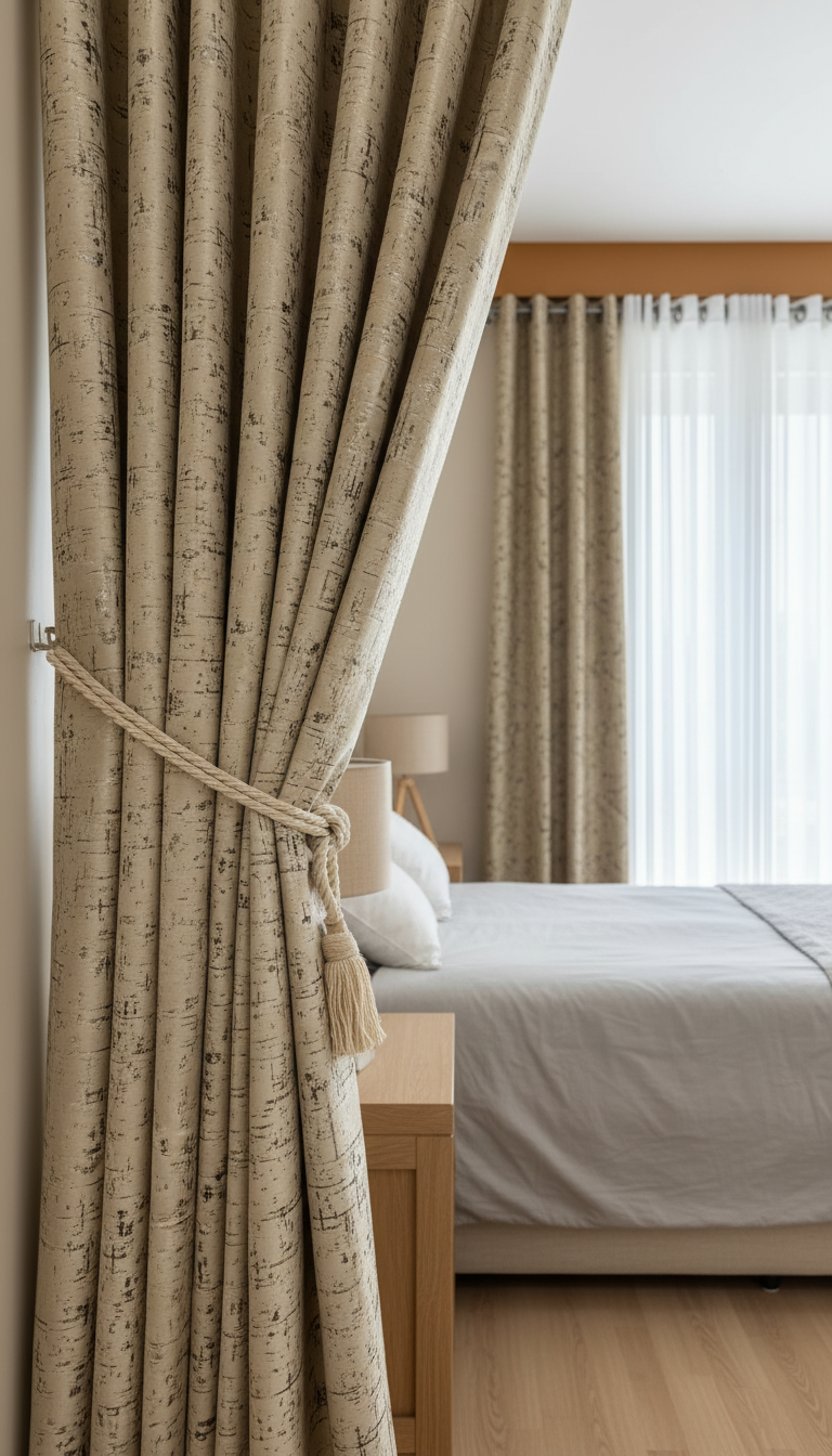 Draperie din catifea bej deschis cu accente metalice HKNA5