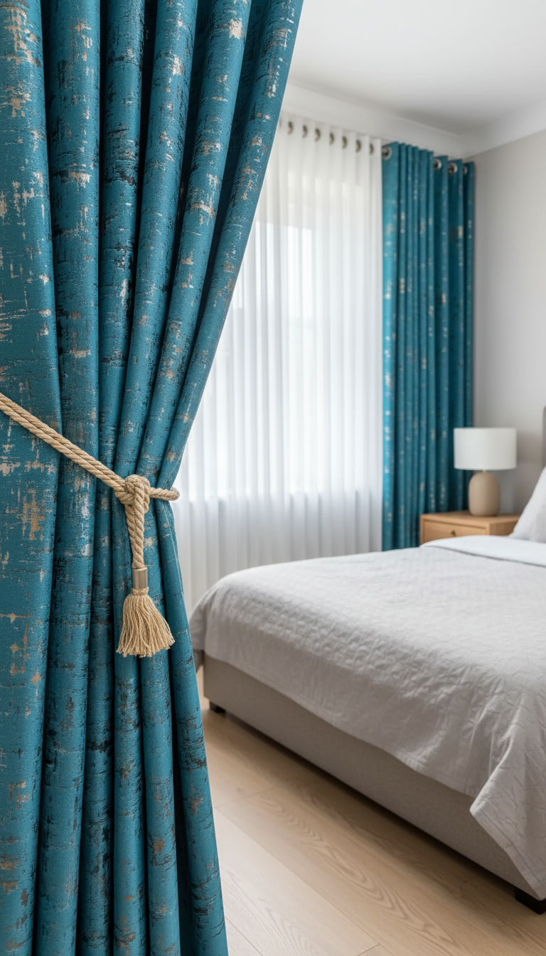 Draperie din catifea turcoaz cu accente aurii HKNA62