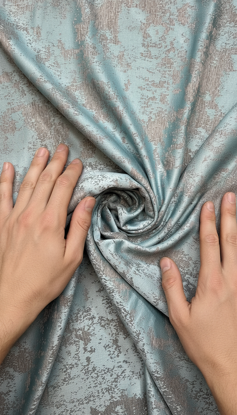 Draperie tafta bleu-gri cu efect patinat – Draperie Patinat 11 - Rejansa bara