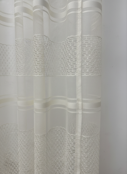 Perdea de bucătărie din tulle cu bandă decorativă texturată – Ambiance Design