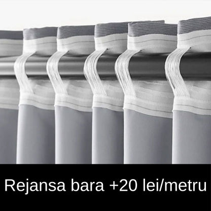 Draperie alb-bej cu model ondulat Serpișor 02 - Rejansa bara